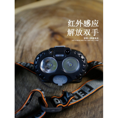 戶外LED超亮可充電長續航強光頭戴式感應頭燈小型可攜式 夜釣魚燈