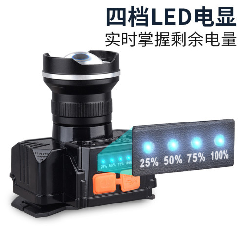 鋁合金相機頭燈白雷射10W頭戴式電筒戶外釣魚強光頭燈T-27