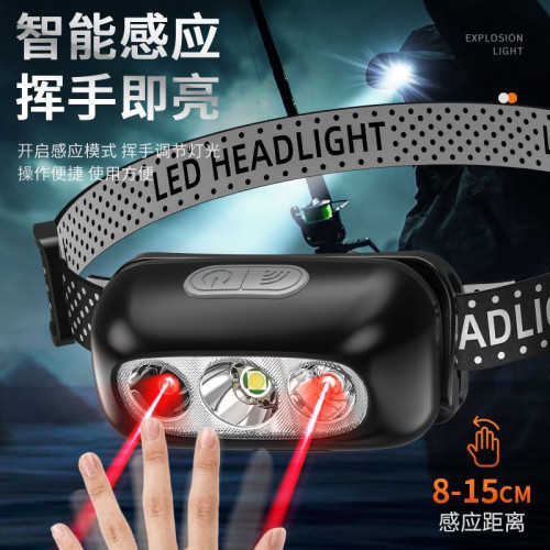 LED頭燈超亮可充電頭戴式強光感應特亮手電筒小型可攜式夜釣魚燈