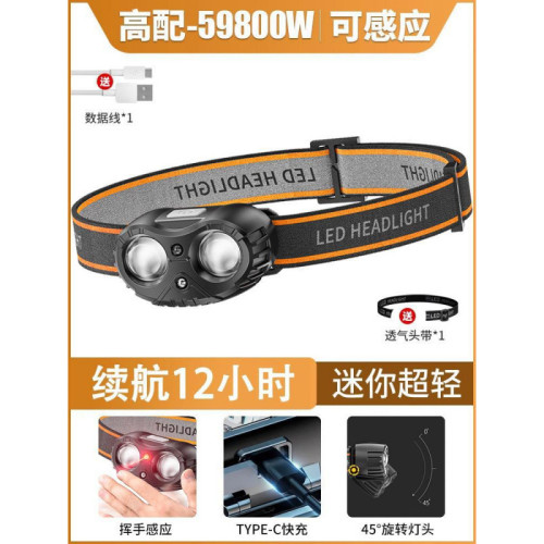 強光超亮夜釣燈頭燈長續航釣魚感應可充電頭戴式戶外登山
