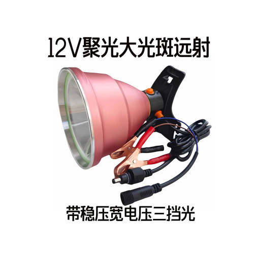 超亮12v頭燈led散光強光大光斑聚光遠射釣魚黃光直流電瓶外接燈