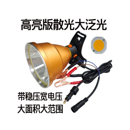 超亮12v頭燈led散光強光大光斑聚光遠射釣魚黃光直流電瓶外接燈