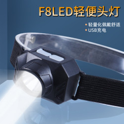 LED新款迷你頭燈USB充電夜釣魚頭戴電筒防水跑步露營家用頭燈
