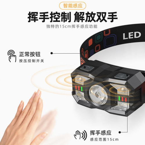 感應頭燈LED強光遠射頭戴式充電戶外可攜式防水超長續航釣魚手電筒