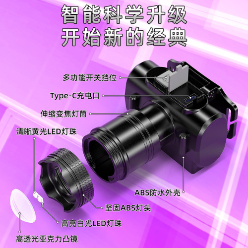紫光蠍子燈專用頭戴式手電照蠍子超長續航大功率紫光燈雙光燈