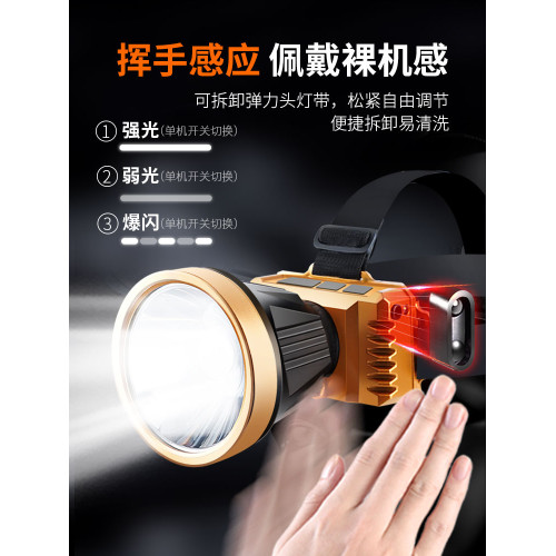 銳尼釣魚頭燈強光超亮充電夜釣專用續航超長頭戴式手電筒礦燈戶外
