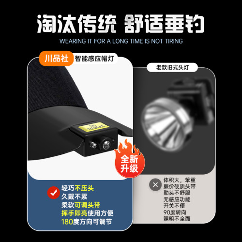 燈帽一體釣魚帽帶燈超長續航超亮夜釣自動感應燈釣魚用頭燈帽子