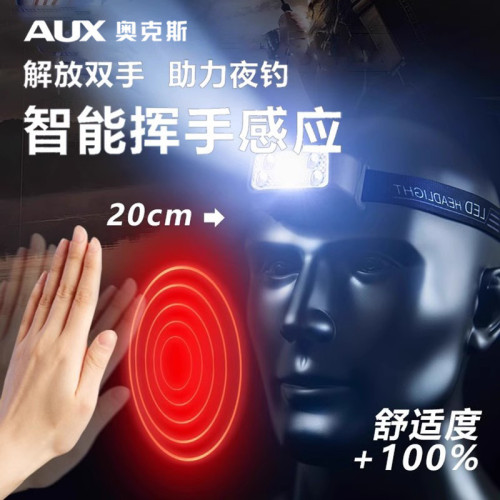 奧克斯頭燈強光超亮充電釣魚夜釣感應戶外登山頭戴式超長續航