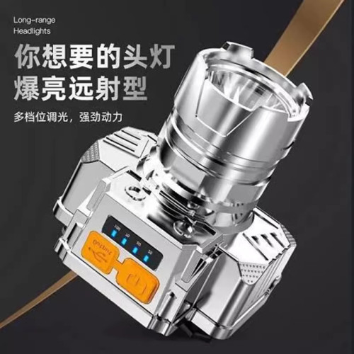 頭燈超亮頭戴式強光頭燈手電筒戶外家用遠射充電夜釣魚礦燈