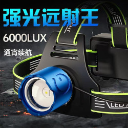 戶外白雷射強光遠射led頭燈多功能變焦智能數顯usb充電長續航防水
