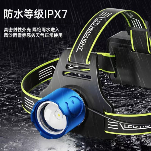 戶外白雷射強光遠射led頭燈多功能變焦智能數顯usb充電長續航防水
