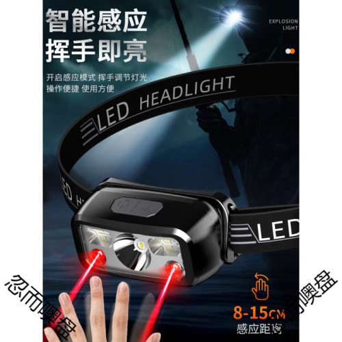 兒童頭燈強光超亮 頭戴式充電露營燈 長續航超輕可攜式趕海燈​