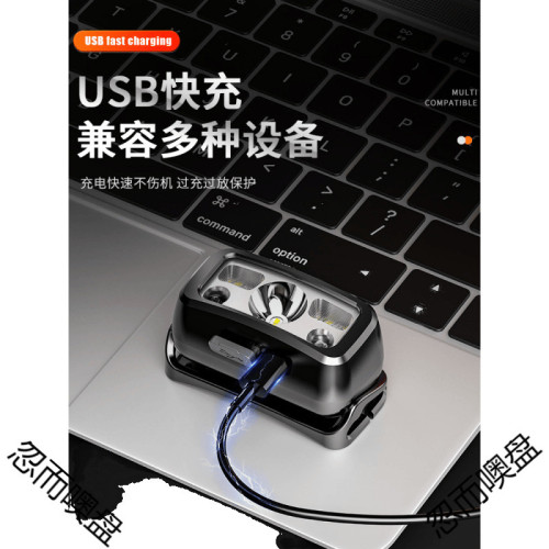 兒童頭燈強光超亮 頭戴式充電露營燈 長續航超輕可攜式趕海燈​
