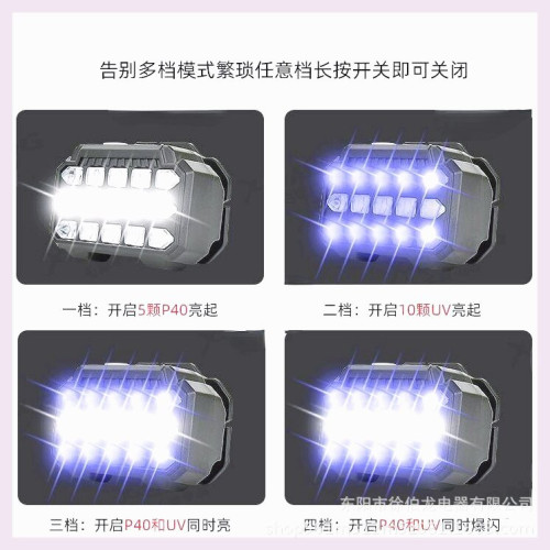 超長續航夜釣魚蠍子燈頭燈強光超亮充電頭戴式紫光燈照明燈手