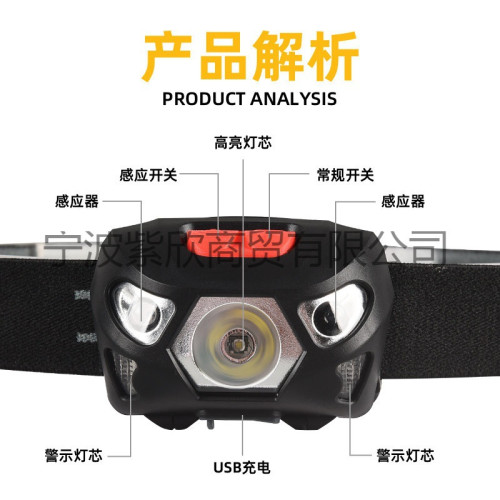 新款感應頭燈強光充電頭燈夜晚照明手電騎行探洞戶外釣魚頭燈