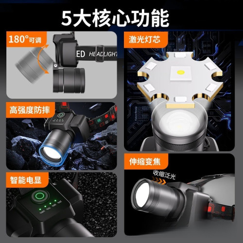 浦爾曼頭燈LED強光超亮充電頭戴式礦燈可變焦釣魚手電筒戶外遠射