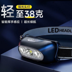 頭燈超亮可充電頭戴式強光感應特亮手電筒小型可攜式夜釣魚燈