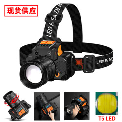 礦燈T6變焦頭戴式手電USB充電戶外led夜釣魚頭燈強光感應頭燈
