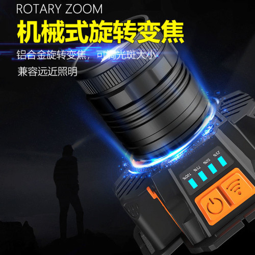 礦燈T6變焦頭戴式手電USB充電戶外led夜釣魚頭燈強光感應頭燈