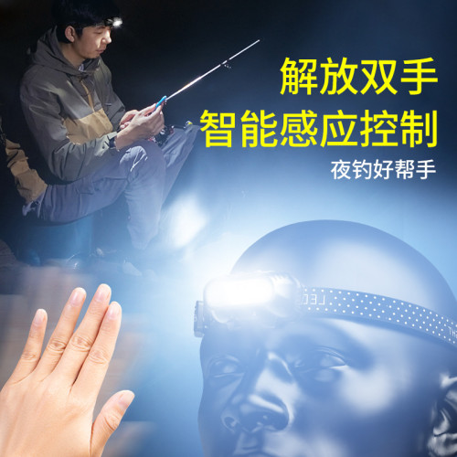 頭燈強光充電超亮感應頭戴式照明超長續航戶外釣魚小手電筒駿則恒