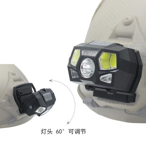 戰術頭盔燈USB充電感應頭燈防水信號燈釣魚頭燈求生救援頭燈