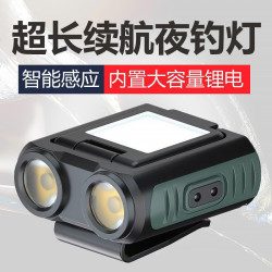 新款感應頭燈夾帽燈USB充電戶外無極調光頭帶夜釣魚LED頭燈