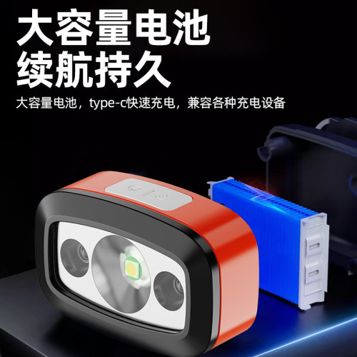 爆款智能感應usb充電感應led夜釣魚頭戴式強光便捷戶外頭燈