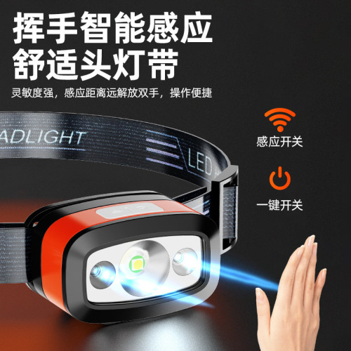 爆款智能感應usb充電感應led夜釣魚頭戴式強光便捷戶外頭燈