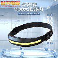 新款usb充電跑步燈cob工作燈戶外登山露營防水夜跑頭戴式泛光頭燈