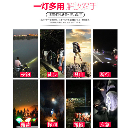 LED頭燈強光充電超亮頭戴式遠射手電筒礦駿則恒