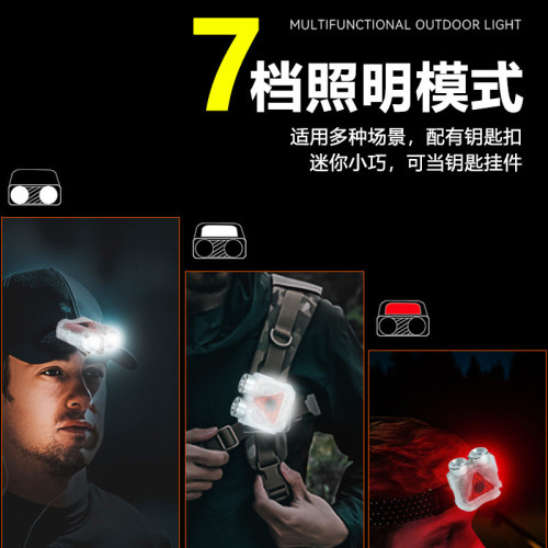 戶外多功能迷你鑰匙釦燈防水帽夾燈野營露營徒步釣魚工作照明頭燈