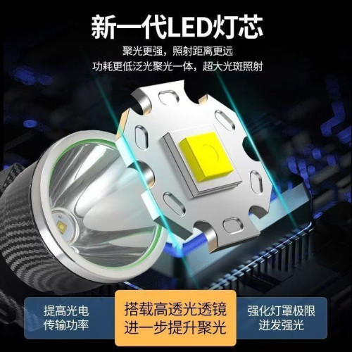 深光杯遠射充電頭燈防水夜釣LED強光戶外多功能鋁合金強光遠射