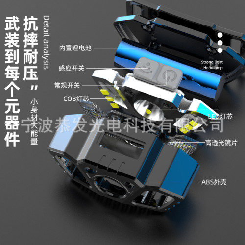 輕量型迷你頭戴燈小巧可攜式LED感應頭燈戶外夜釣魚燈礦燈
