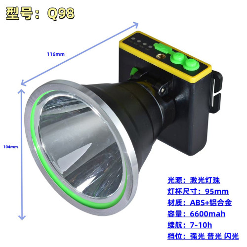 鋰電頭燈遠射雷射砲大光斑野外露營應急長續航聚光LED頭燈戶外救