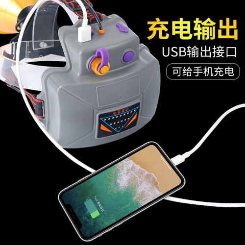 #16核強光頭燈充電超亮頭戴式照明燈大功率遠射雷射砲趕海超長續
