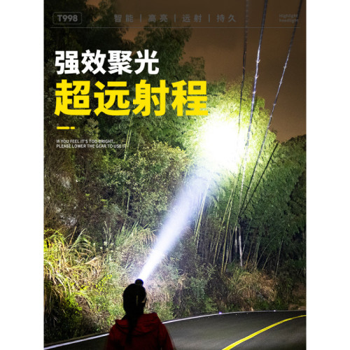 頭燈頭戴式強光充電超亮釣魚超長續航鋰電手電筒礦燈感應夜蒔