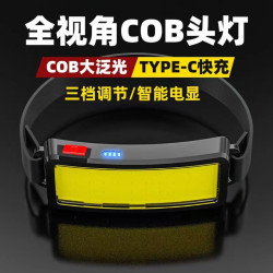 新款強光高亮COB頭燈USB充電頭戴式夜釣魚燈戶外騎行泛光頭燈