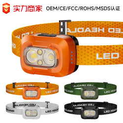 LED強光遠射頭燈感應迷你防水可攜式型頭戴燈戶外夜跑夜釣魚燈
