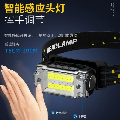 H6N頭燈強光充電超亮感應頭戴式照明超長續航戶外釣魚燈小手