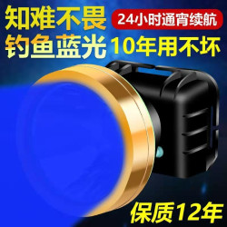 頭燈藍光新款釣魚燈LED夜釣燈大容量強光超亮可充電帶感應頭戴式
