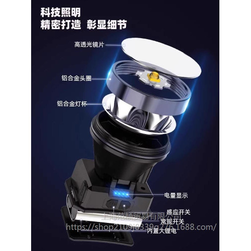 頭燈強光充電超亮頭戴式照明感應超長續航戶外夜釣魚專用led礦燈