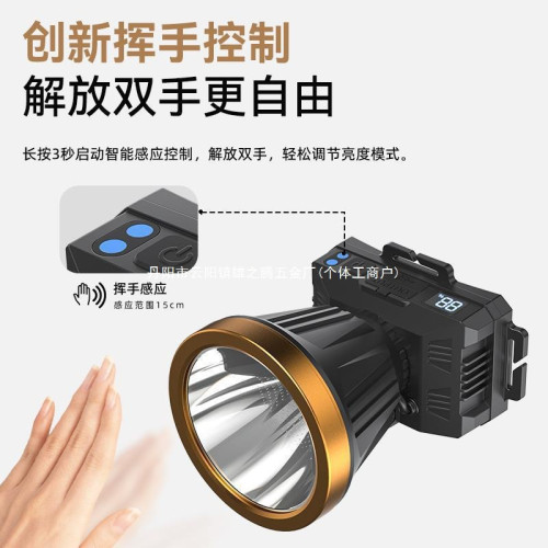 新款頭燈強光充電超亮頭戴式釣魚礦燈感應手電筒戶外其它