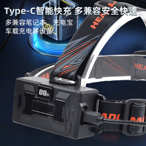 LED超亮強光頭燈充電頭戴式大功率超亮紫光超長續航尾燈紅燈