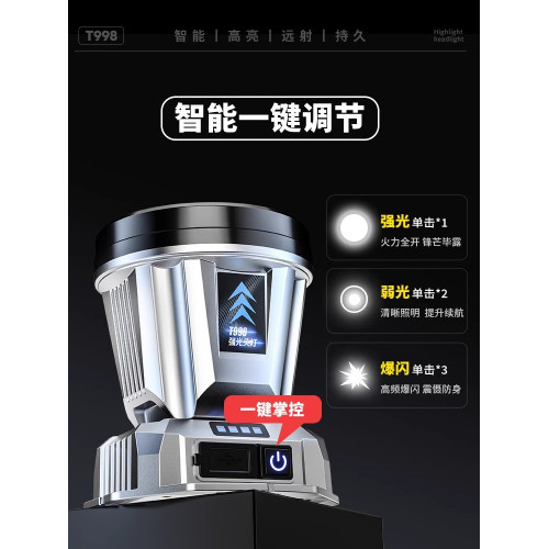 頭戴式強光頭燈充電超亮感應超長續航戶外夜釣魚照明小手電筒
