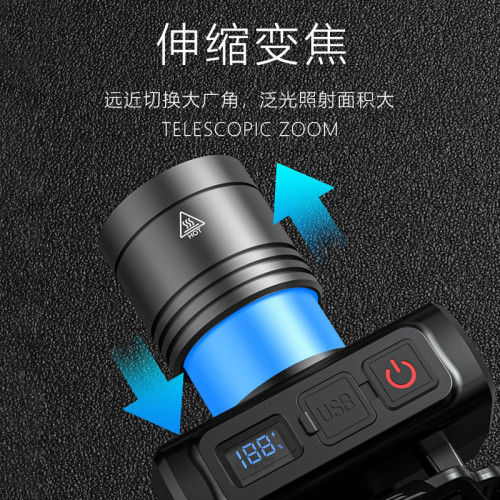 新品爆款智能數顯頭燈白雷射多功能感應可攜式頭燈夜釣燈應急照明燈