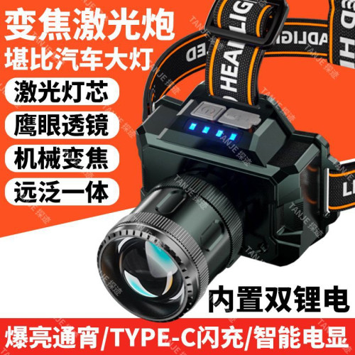 強光可充電防水超亮頭戴式礦燈超長續航手電筒