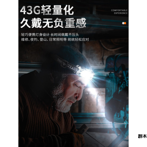 兒童頭燈強光夏令營頭戴式超亮充電長續航戶外超輕可攜式露營趕海
