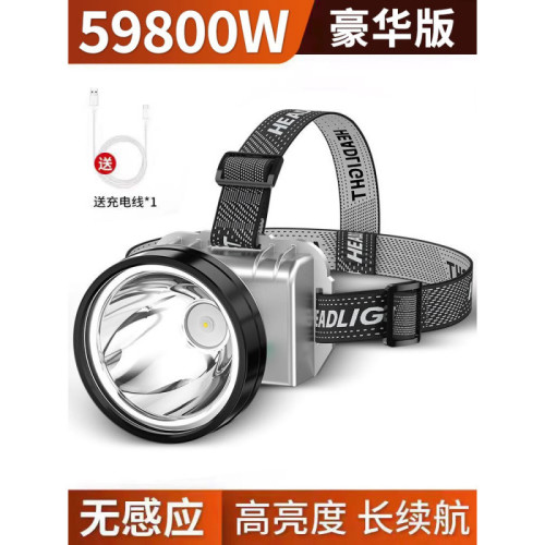 頭燈頭戴式強光充電超亮釣魚超長續航鋰電手電筒礦燈感應夜趙之錢