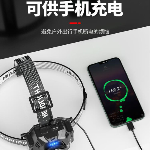 頭燈強光充電超亮頭戴式戶外手電筒感應夜釣魚超長續航鋰電照明燈