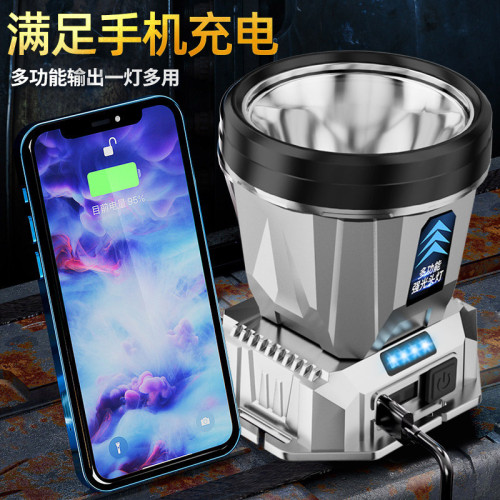 戶外LED強光頭燈多功能遠射帶電顯輸出長續航頭燈露營釣魚探照燈